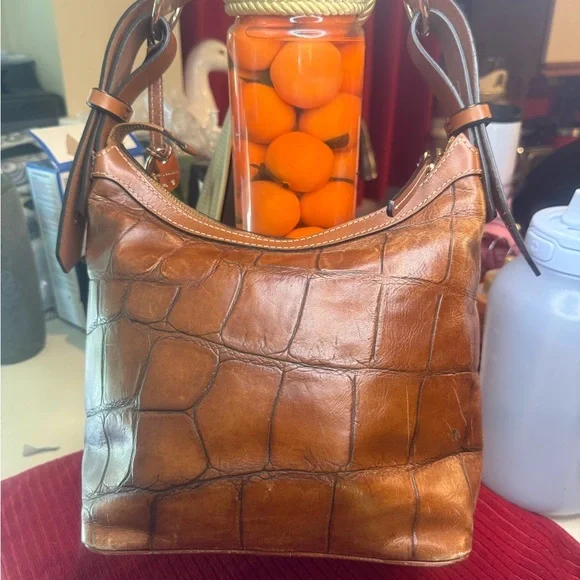 Dooney & Bourke Croc-Embossed Brown Shoulder Bag - Picture 6 of 16